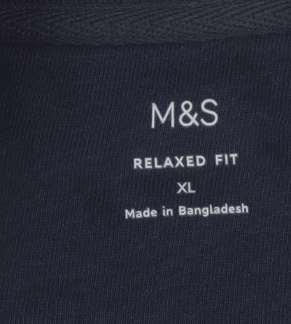 Marks and Spencer Men's Navy Striped 1/4 Zip Sweatshirt XL Relaxed Fit
