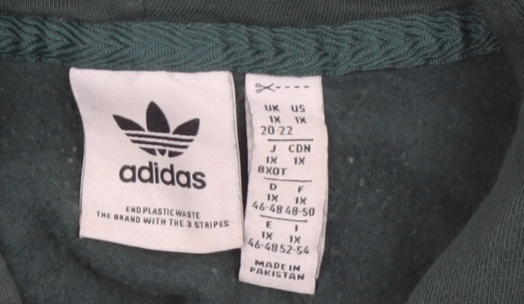 Adidas Women's Green Pullover Hoodie Size 20-22 Graphic Logo Vintage Style