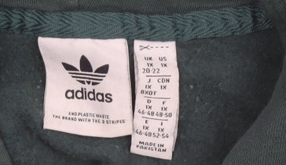 Adidas Women's Green Pullover Hoodie Size 20-22 Graphic Logo Vintage Style
