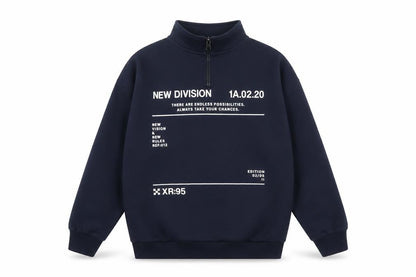 Marks & Spencer Boys Blue 12-13 Years Half Zip Graphic Print Sweatshirt