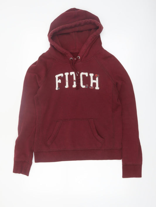Abercrombie & Fitch Womens Burgundy Hoodie L Pullover Cotton Blend