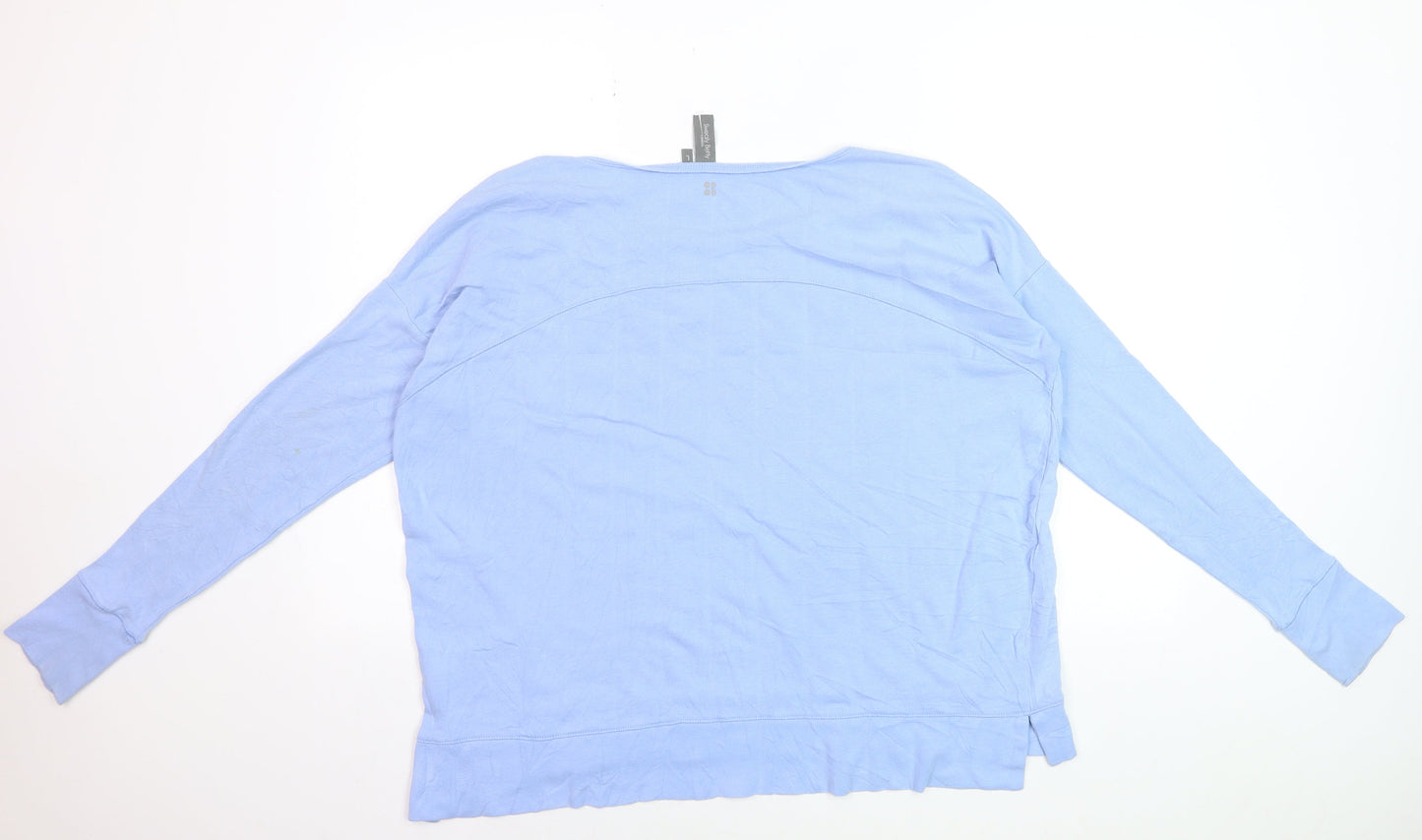 Sweaty Betty Women Blue Cotton Modal Long Sleeve Pullover Sweatshirt Size L