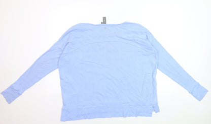 Sweaty Betty Women Blue Cotton Modal Long Sleeve Pullover Sweatshirt Size L