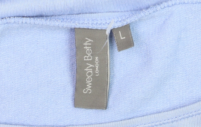 Sweaty Betty Women Blue Cotton Modal Long Sleeve Pullover Sweatshirt Size L