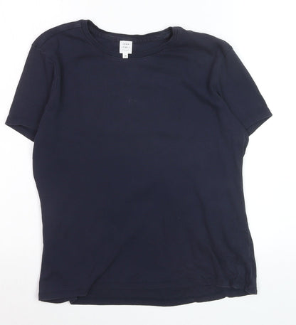 John Lewis Women Navy Blue Cotton Crew Neck Short Sleeve T-Shirt Size 14