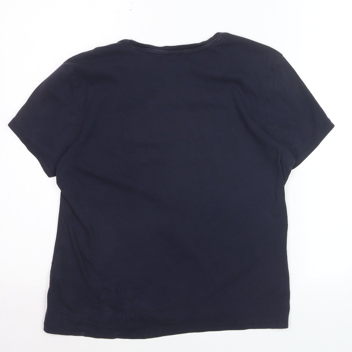 John Lewis Women Navy Blue Cotton Crew Neck Short Sleeve T-Shirt Size 14