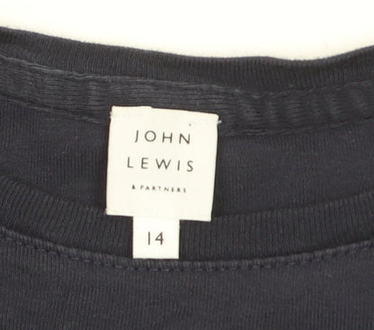 John Lewis Women Navy Blue Cotton Crew Neck Short Sleeve T-Shirt Size 14
