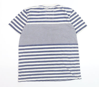 Fat Face Boys Blue Striped Cotton T-Shirt 12-13 Years Nautical Summer Top