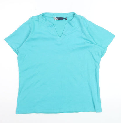 Isle Women’s Blue Cotton V-Neck Short Sleeve T-Shirt Size 14