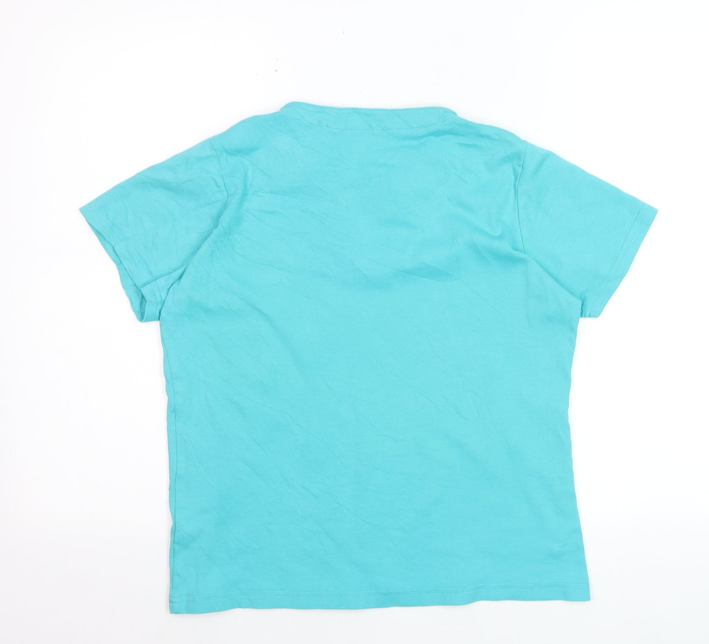 Isle Women’s Blue Cotton V-Neck Short Sleeve T-Shirt Size 14