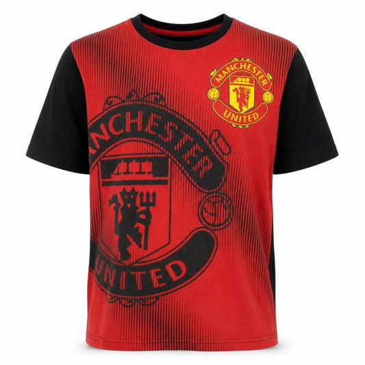 Manchester United Boys Red Black Cotton Short Sleeve Pyjama Top 12-13 Years