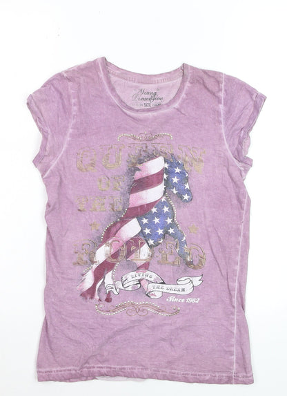 Young Dimension Teens Purple Rodeo Graphic Cotton T-Shirt Size 12