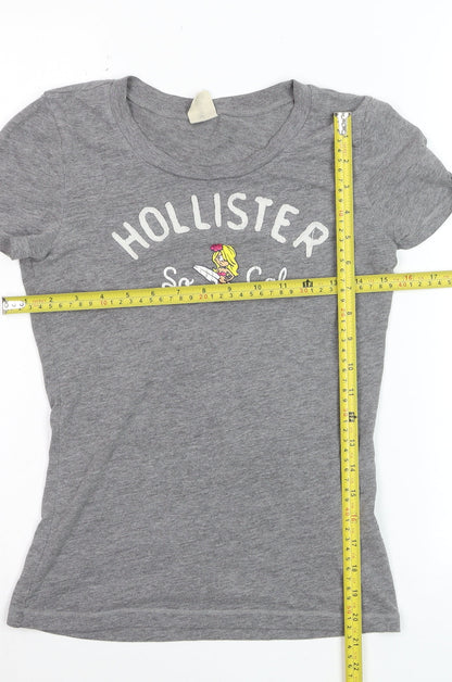 Hollister Women's Grey Slim Fit T-Shirt Small Casual Crew Neck