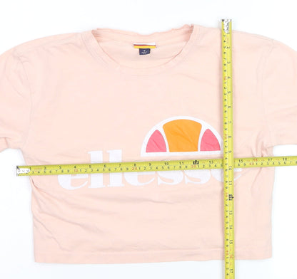 Ellesse Women's Beige Cropped Logo T-Shirt Size 8