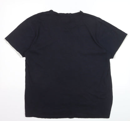 FCUK Jeans Men's Black V-Neck Cotton T-Shirt Size L Casual