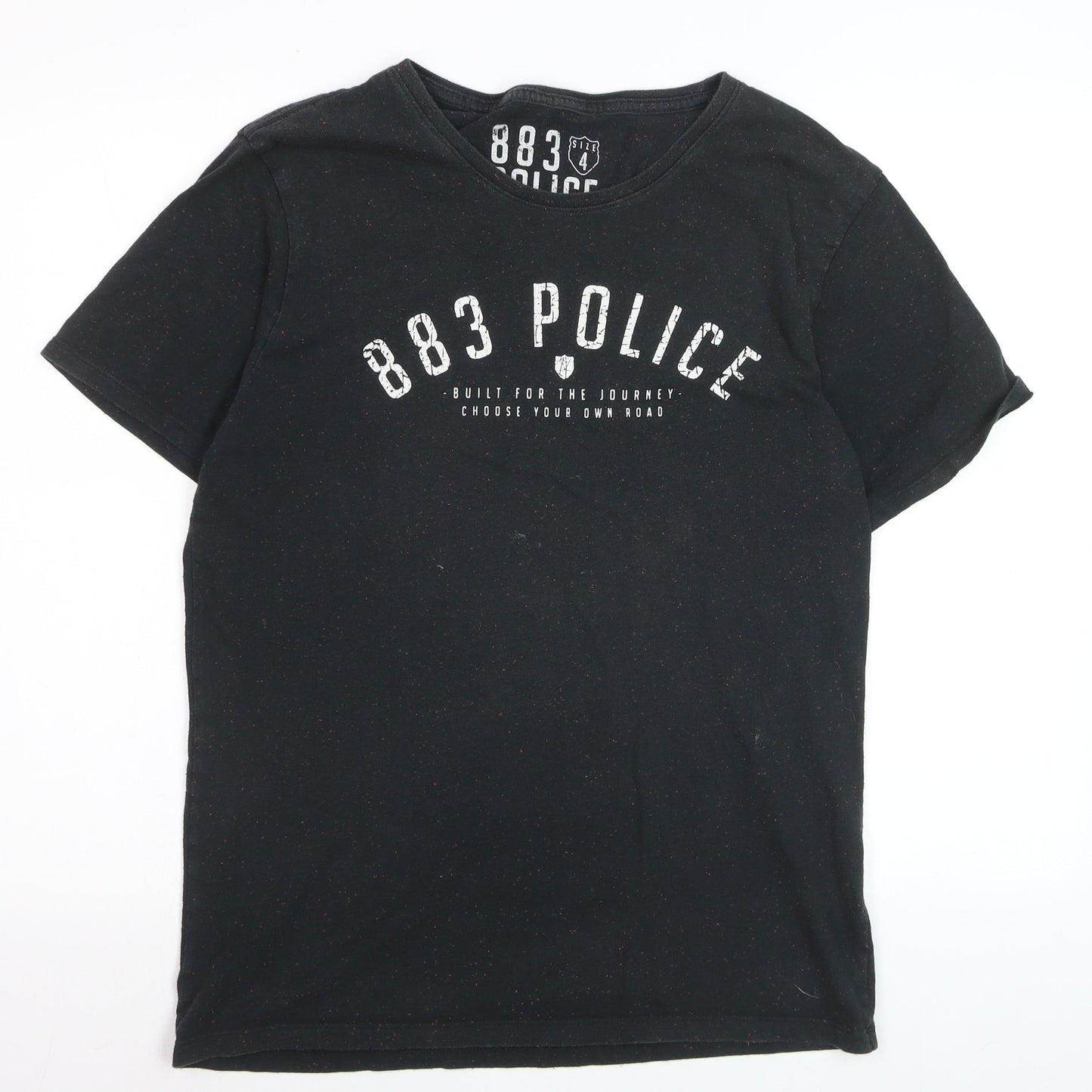 883 Police Men's Black Short Sleeve Crew Neck Logo T-Shirt L