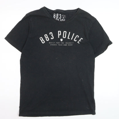883 Police Men's Black Short Sleeve Crew Neck Logo T-Shirt L