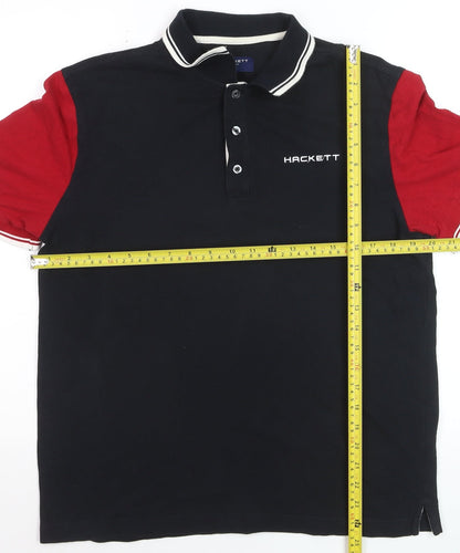 Hackett Golf Men's Navy & Red Cotton Polo Shirt Size L