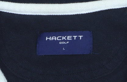Hackett Golf Men's Navy & Red Cotton Polo Shirt Size L