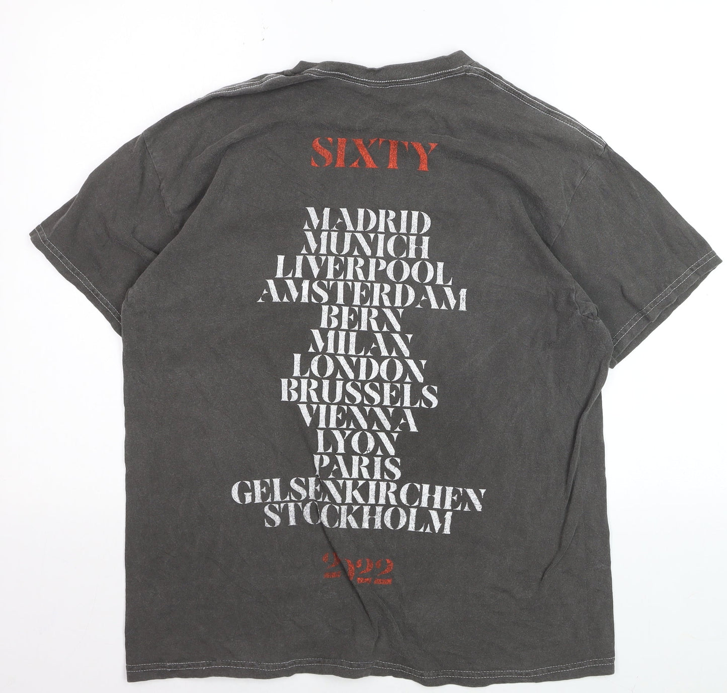 Rolling Stones Men's Grey Band Graphic Short Sleeve T-Shirt M