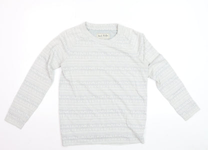 Jack Wills Women's Grey Fair Isle Long Sleeve Cotton T-Shirt UK 8