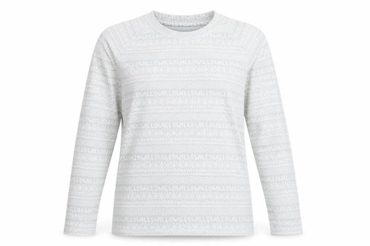 Jack Wills Women's Grey Fair Isle Long Sleeve Cotton T-Shirt UK 8