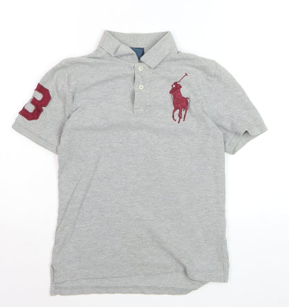Ralph Lauren Boys Grey Polo Short Sleeve Shirt Size 10-12 Years