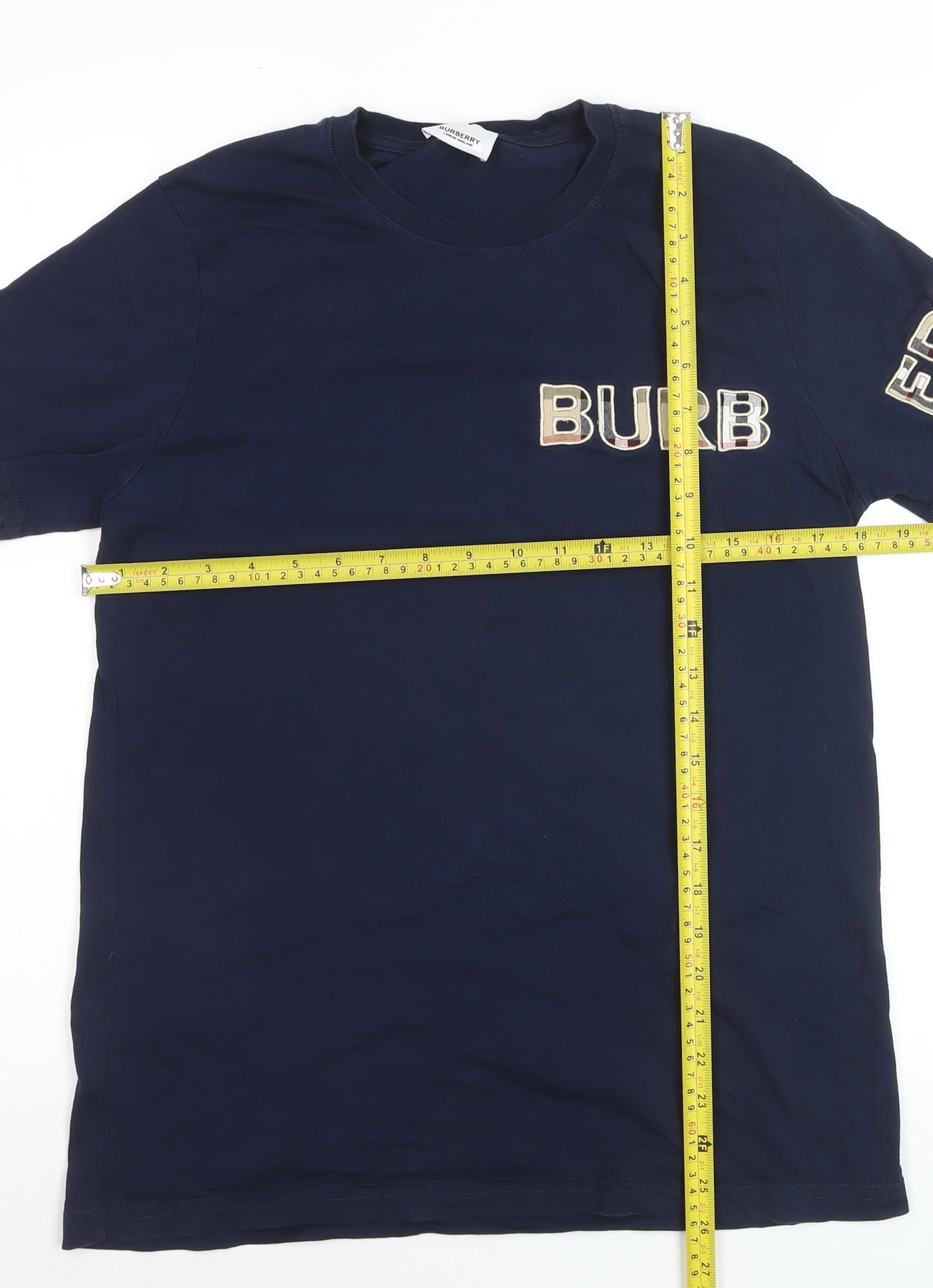 Burberry Men's Blue Cotton Logo T-Shirt Size L