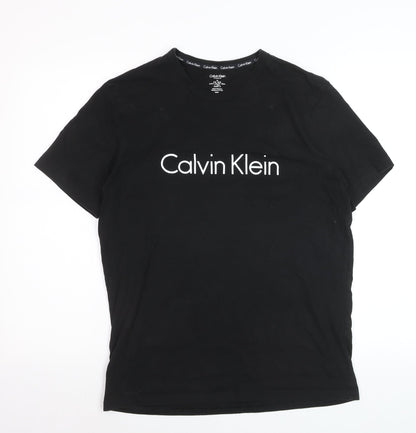 Calvin Klein Men’s Black Cotton Logo Crew Neck Short Sleeve T-Shirt M