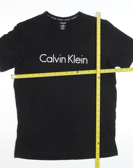 Calvin Klein Men’s Black Cotton Logo Crew Neck Short Sleeve T-Shirt M