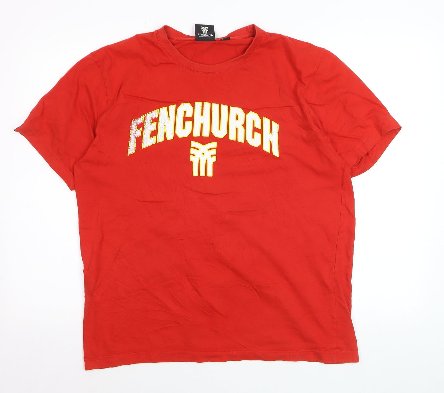 Fenchurch Men's Red Cotton Graphic Logo T-Shirt Size L