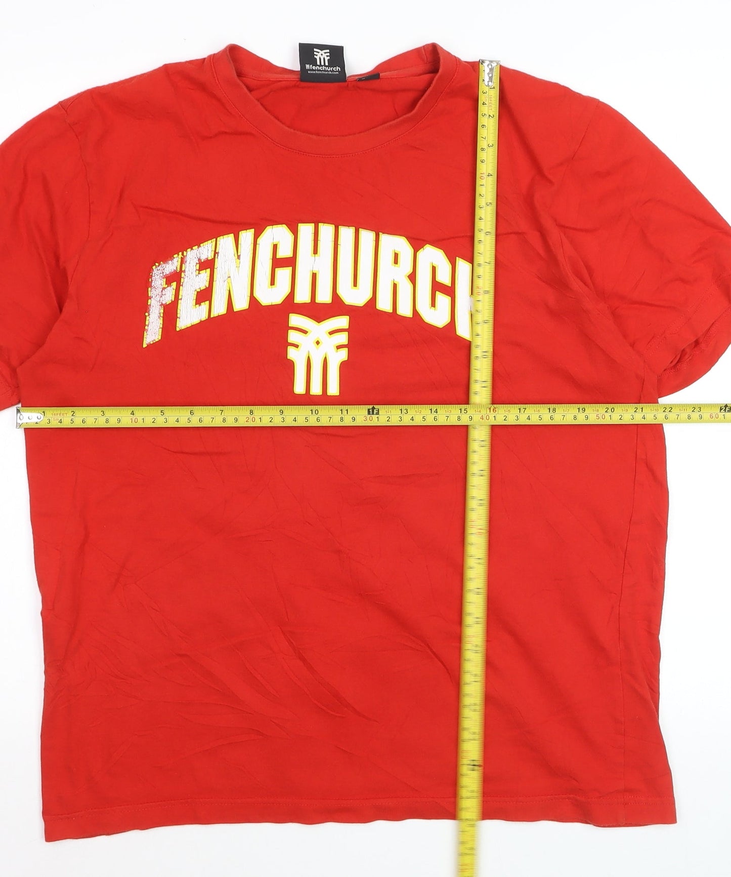 Fenchurch Men's Red Cotton Graphic Logo T-Shirt Size L