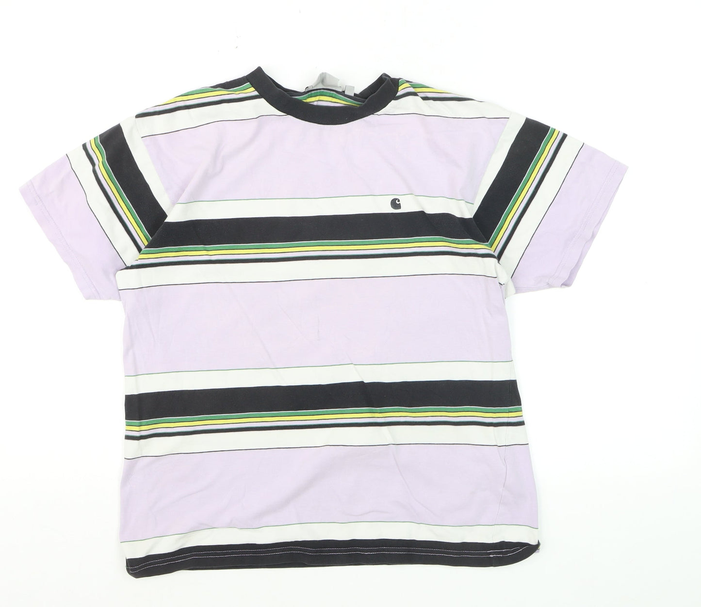 Carhartt Men's Multicoloured Striped Cotton Crew Neck T-Shirt XS