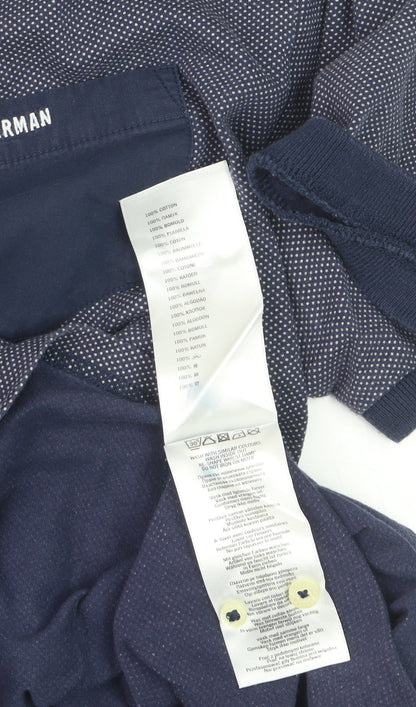Ben Sherman Men's Blue Geometric Cotton Polo Shirt XL