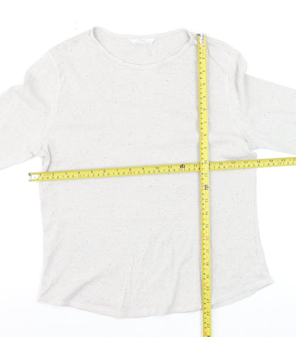 Marks & Spencer Women’s Ivory Long Sleeve Crew Neck Cotton Jersey Top Size 12