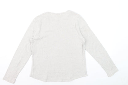 Marks & Spencer Women’s Ivory Long Sleeve Crew Neck Cotton Jersey Top Size 12