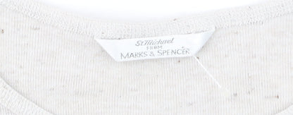 Marks & Spencer Women’s Ivory Long Sleeve Crew Neck Cotton Jersey Top Size 12