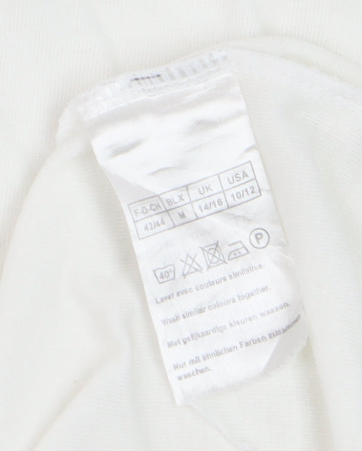 Damart Women's Ivory Floral Trim Collared 3/4 Sleeve Polo Top Size 14