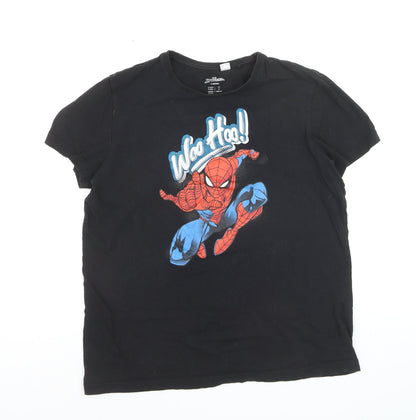 Marvel Spider-Man Boys Black Cotton Graphic T-Shirt 12-13 Years