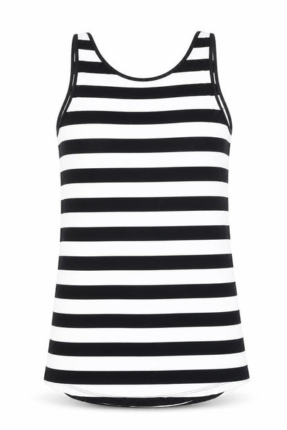 Oasis Women's Black and White Striped Tank Top Size M