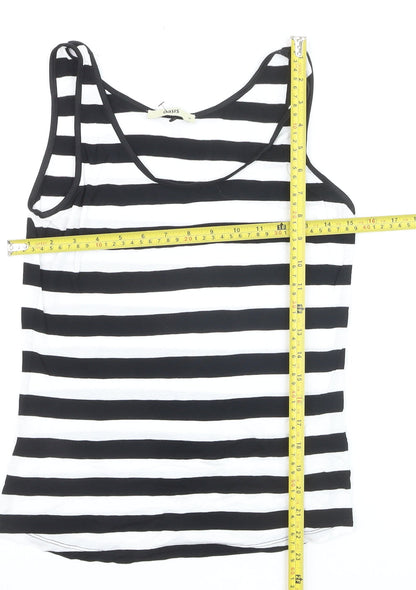 Oasis Women's Black and White Striped Tank Top Size M