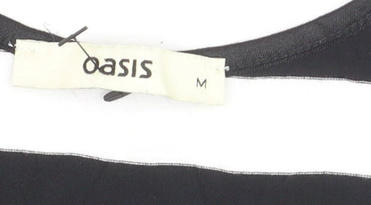 Oasis Women's Black and White Striped Tank Top Size M