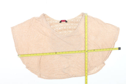 Miss Selfridge Women's Beige Crochet Cropped Blouse Size 14