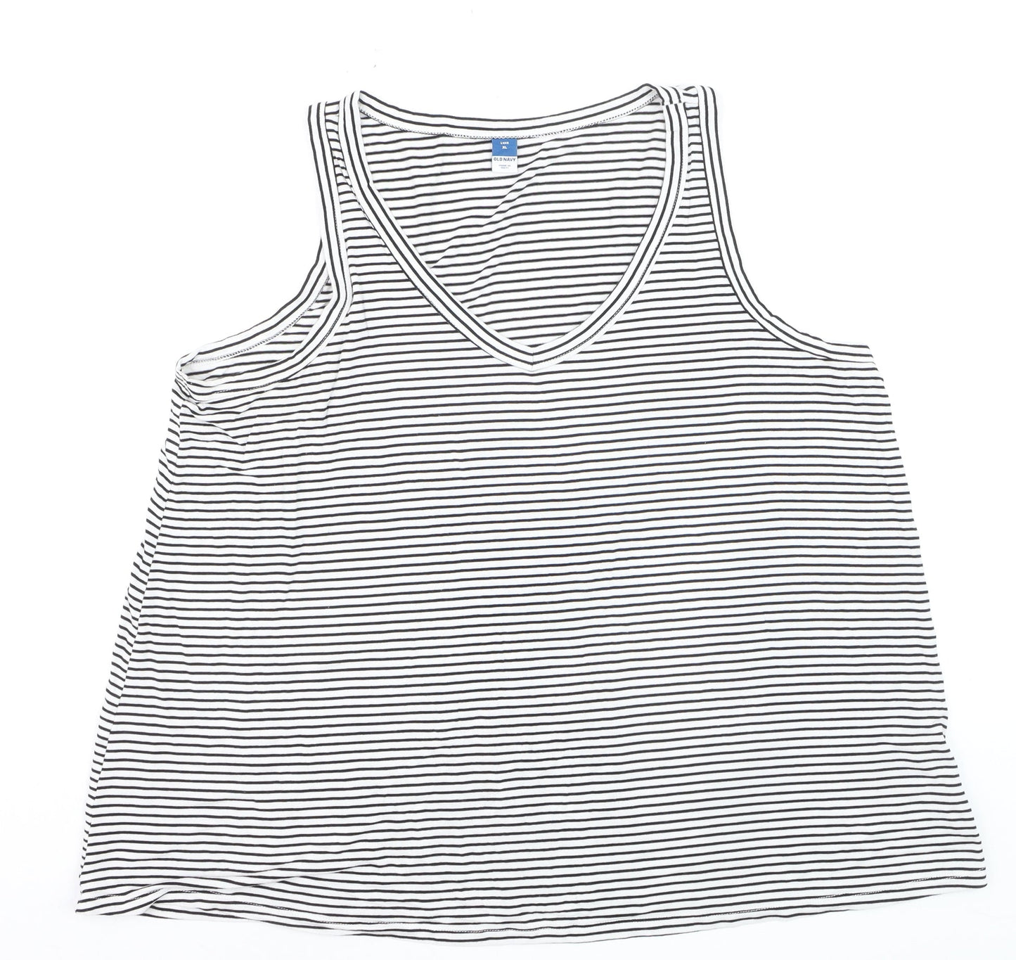 Old Navy Women's Black Striped V-Neck Luxe Tank Top XL