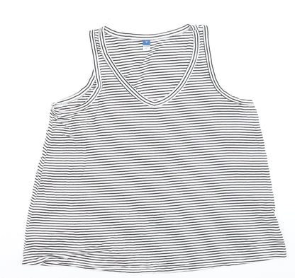 Old Navy Women's Black Striped V-Neck Luxe Tank Top XL