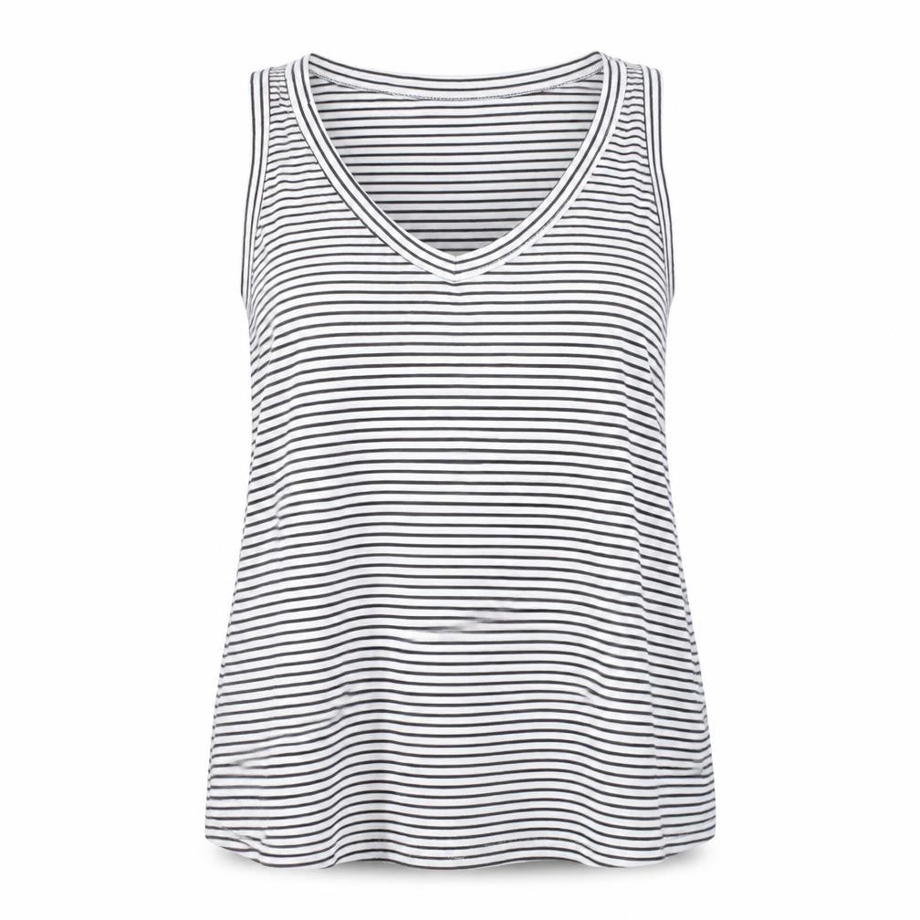 Old Navy Women's Black Striped V-Neck Luxe Tank Top XL