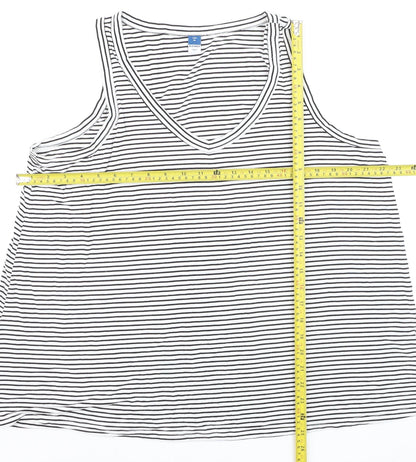 Old Navy Women's Black Striped V-Neck Luxe Tank Top XL