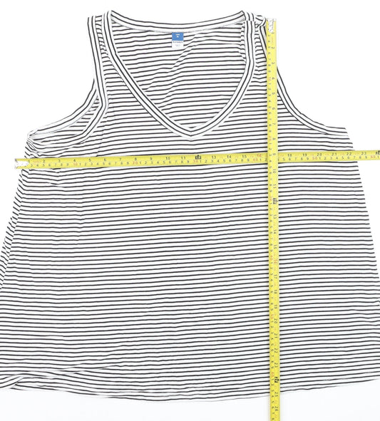 Old Navy Women's Black Striped V-Neck Luxe Tank Top XL