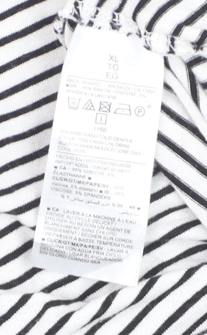 Old Navy Women's Black Striped V-Neck Luxe Tank Top XL