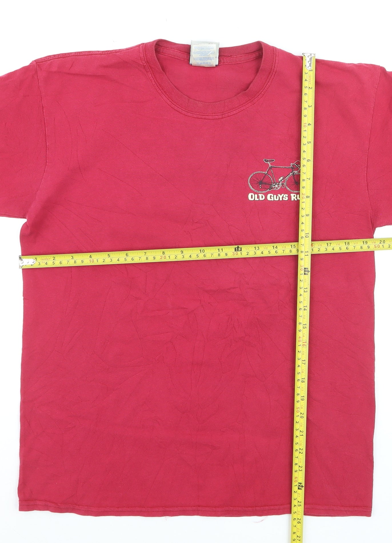 Old Guys Rule Men's Red Graphic T-Shirt Size M Funny Bicycle Print